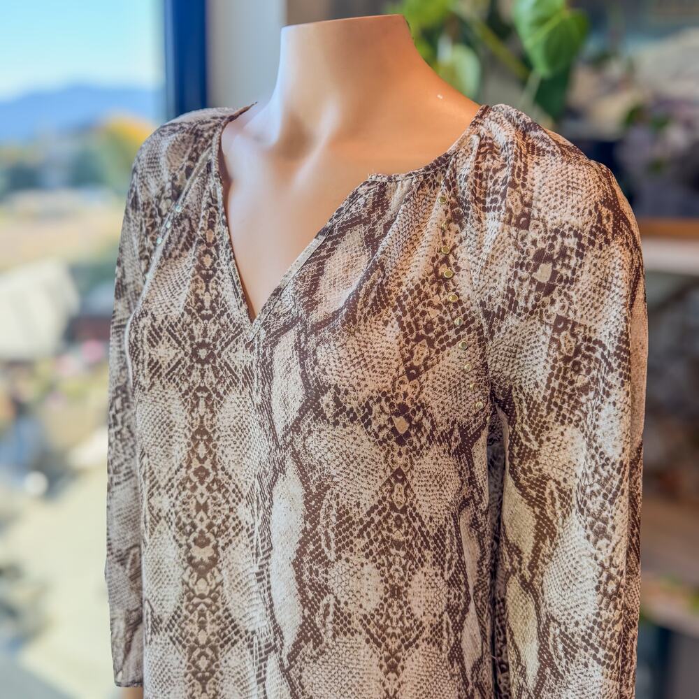 White House Black Market, Python Print Ruffled He… - image 3